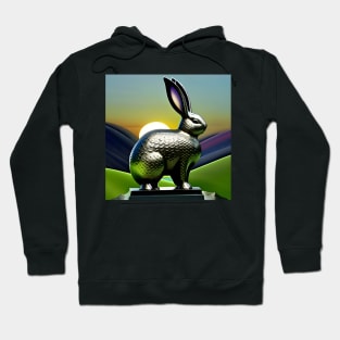 Surreal Celtic Iron Bunny Rabbit in the countryside at Sunset Hoodie